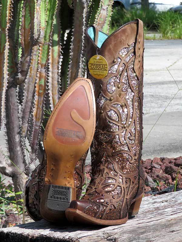 Corral Orix Glittered Inlay and Studs Snip Toe