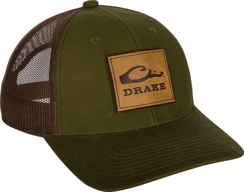 Drake Leather Patch Mesh Back Cap - Olive