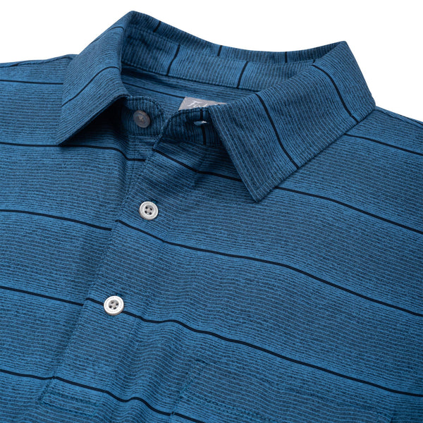 Abaco Performance Stripe Polo - Navy/Spruce