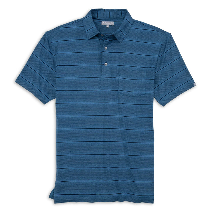 Abaco Performance Stripe Polo - Navy/Spruce