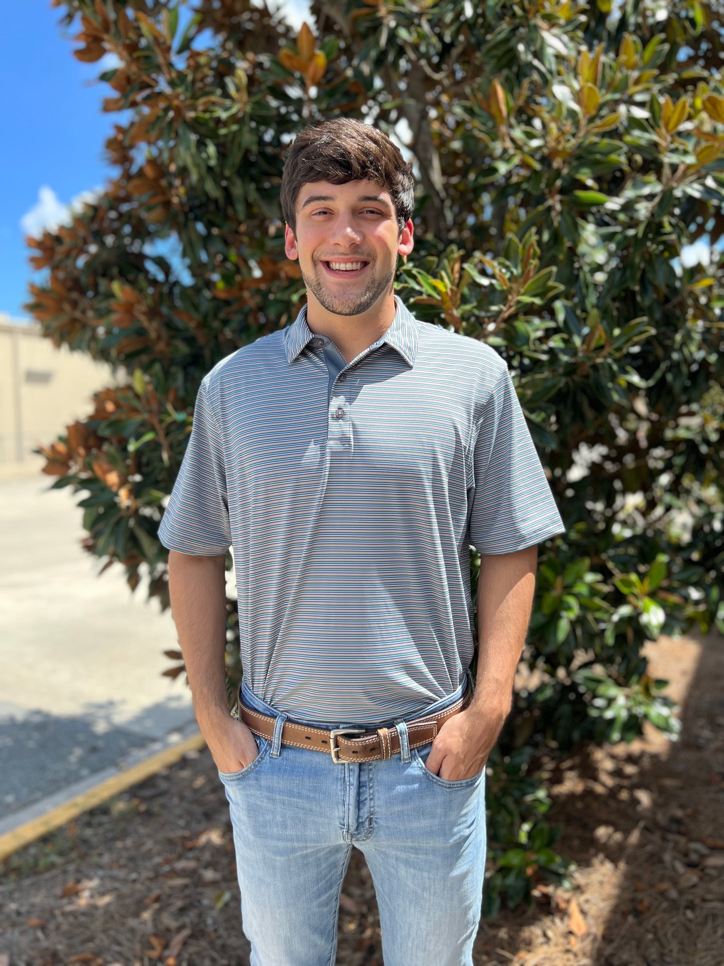Halstead Stripe Polo - Storm