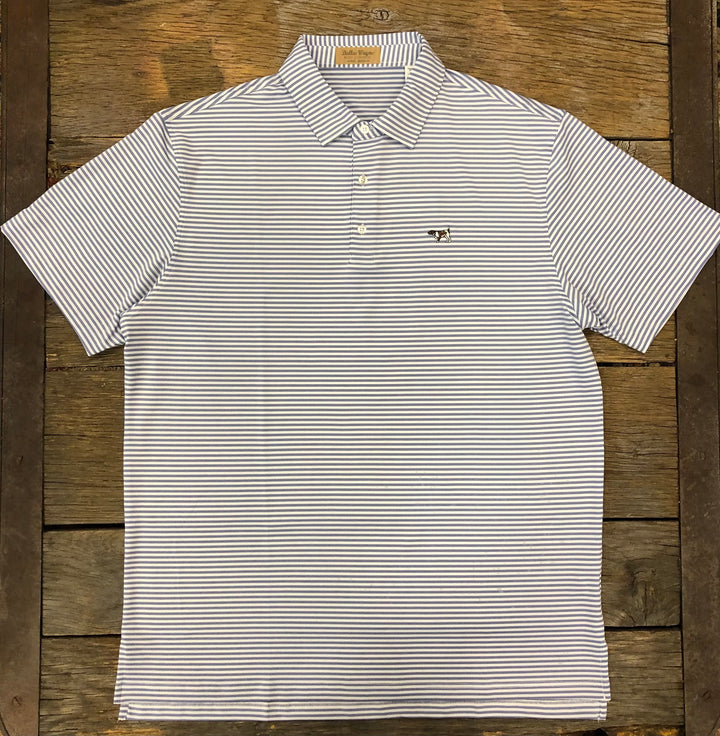 Performance Polo White and Periwinkle Pointer