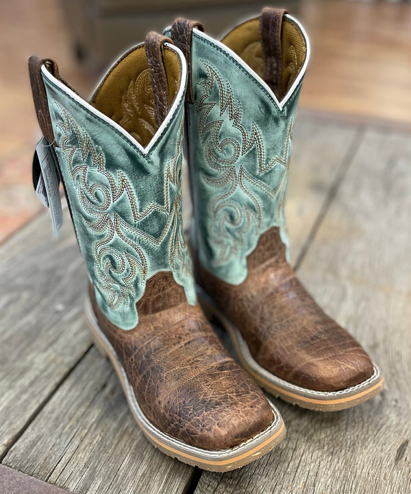Youth Brown/Blue Shoulder Print Western Boot