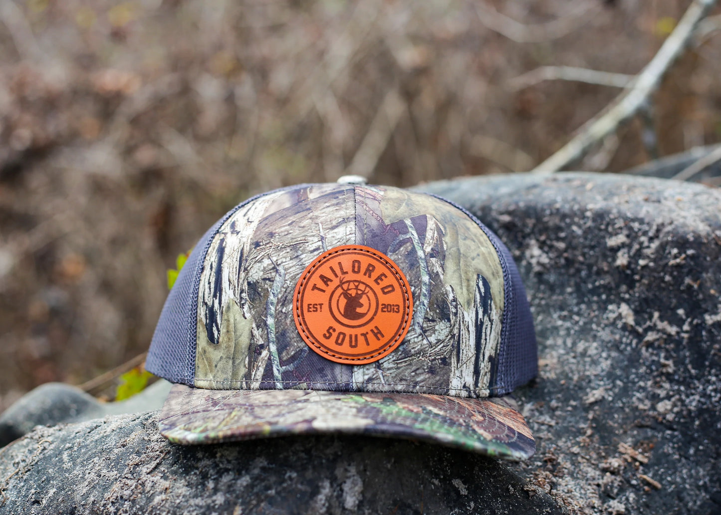 Camo Deer Leather Patch - Trucker hat