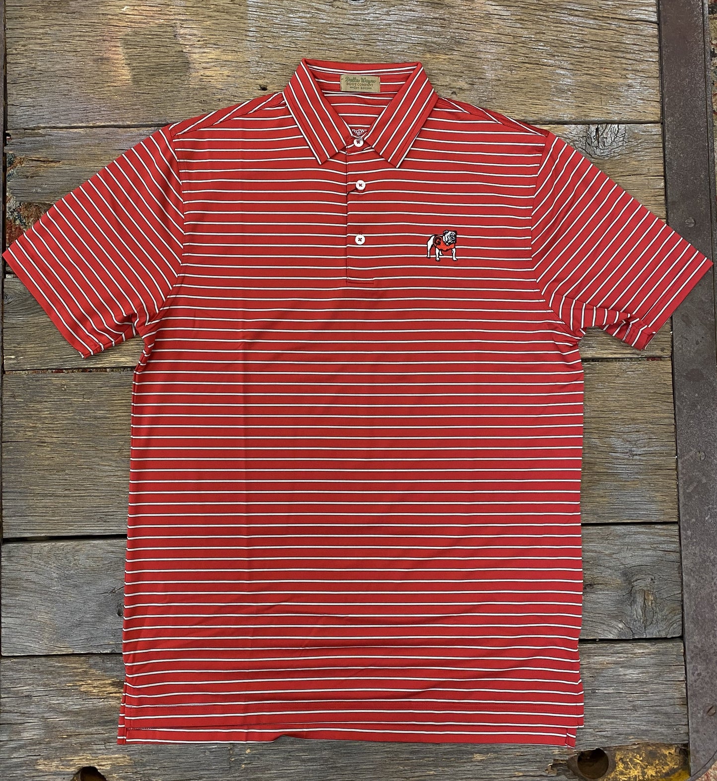 UGA Performance Polo - Red/Tan Stripe