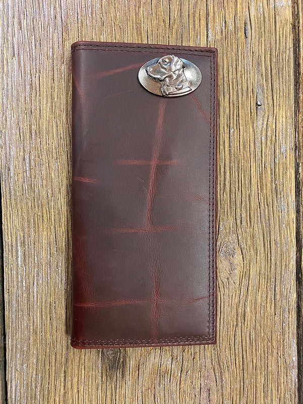 Lab Brown Wrinkle Leather Roper Concho Wallet