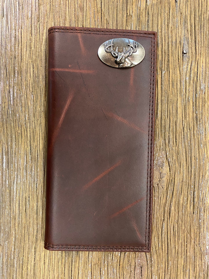 Deer Brown Wrinkle Leather Roper Concho Wallet