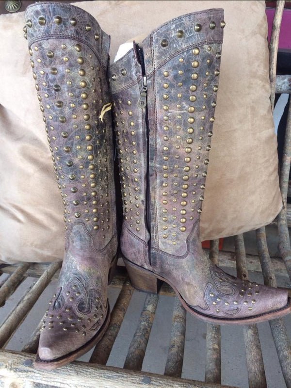 Ladies Chocolate Full Studded Boot