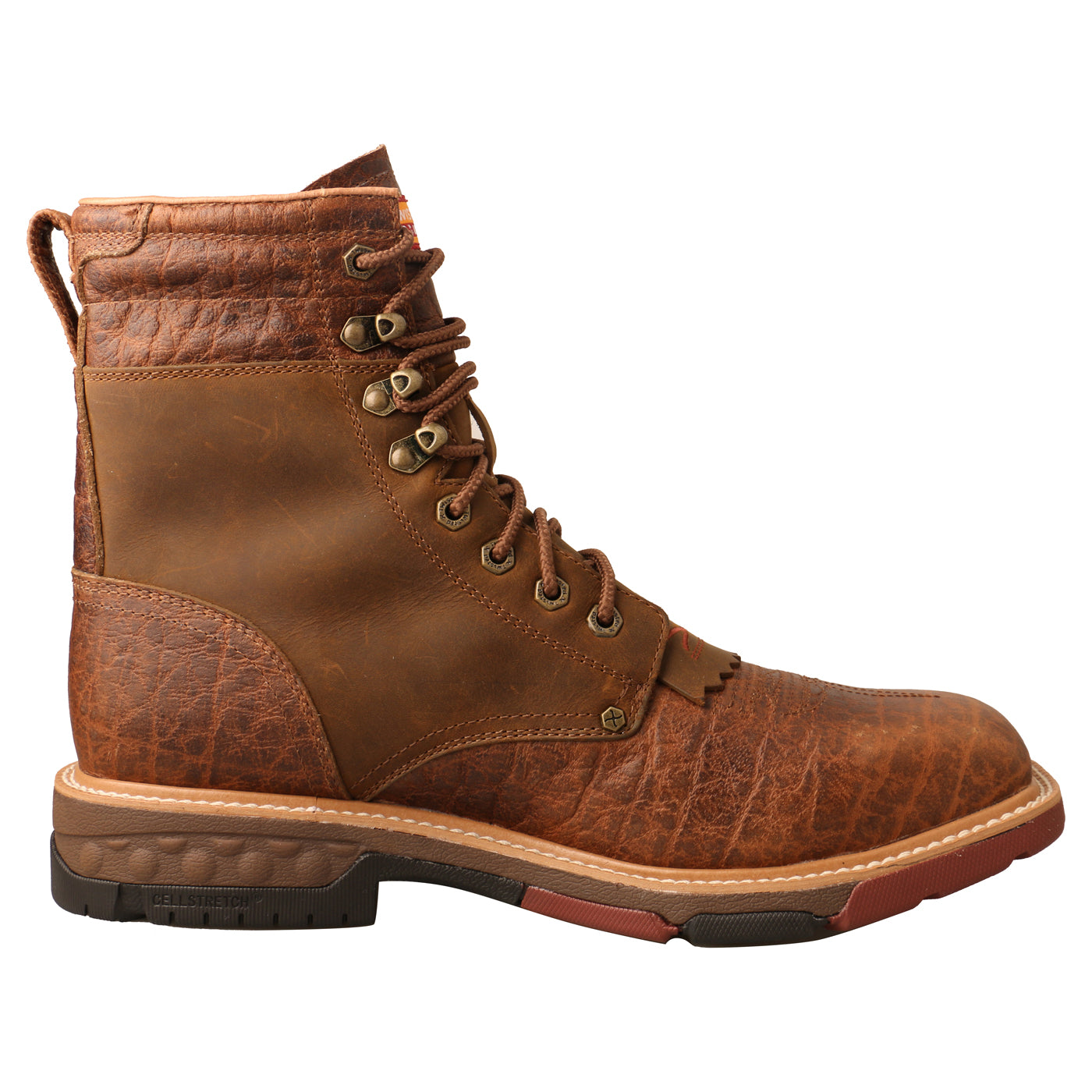8" CellStretch Lacer - Distressed Saddle & Cognac