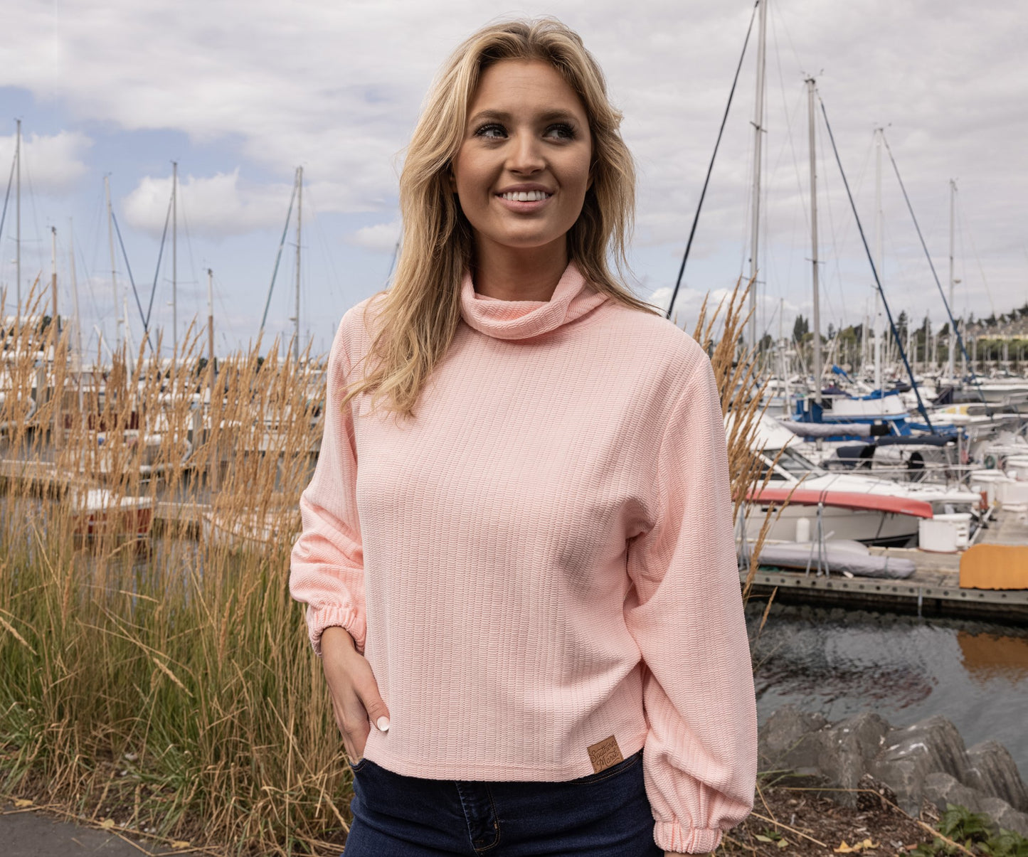 Carolina Cozy Knit Funnel Neck Sweater Azalea