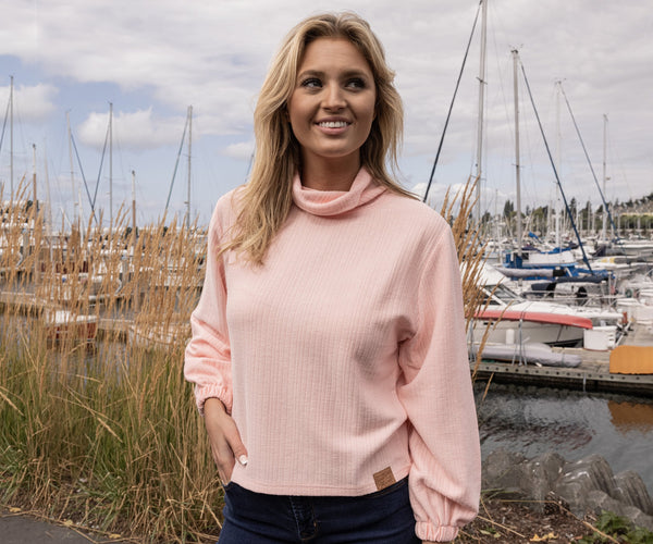 Carolina Cozy Knit Funnel Neck Sweater Azalea