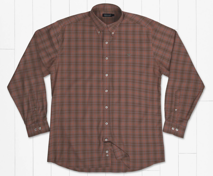 Winston Windowpane Dress Shirt Burnt Red/Dark Olive