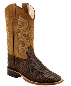 Faux Horn Back Gator Print Boots - Youth