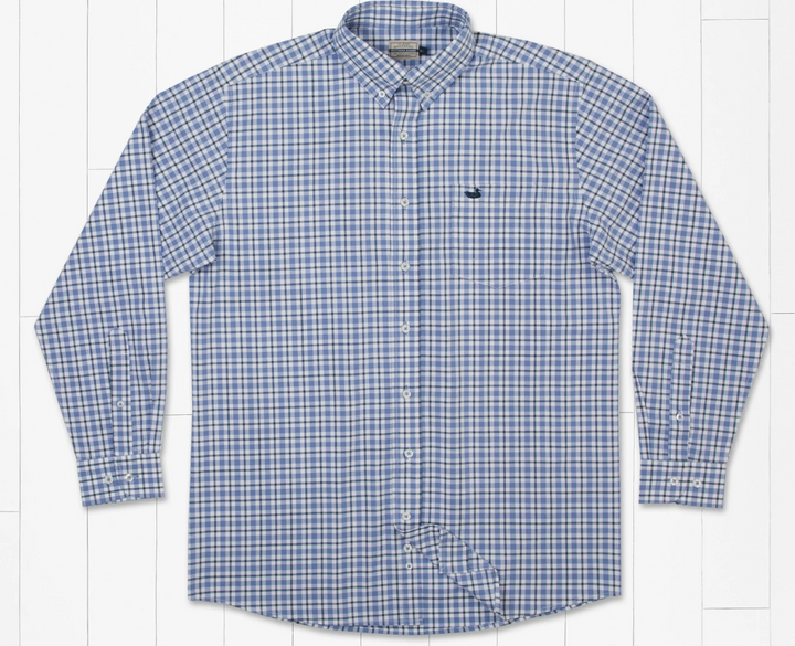 Oak Grove Washed Gingham Dress Shirt - French Blue/Navy