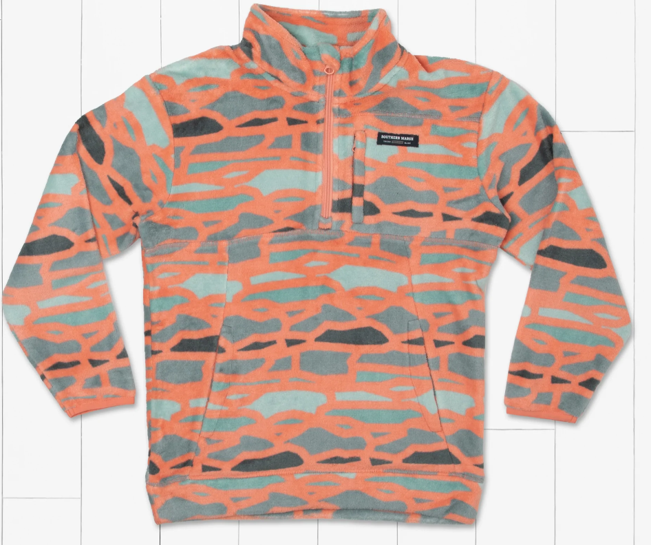 Youth Ogden Gorge Fleece Pullover - Peach/Mint