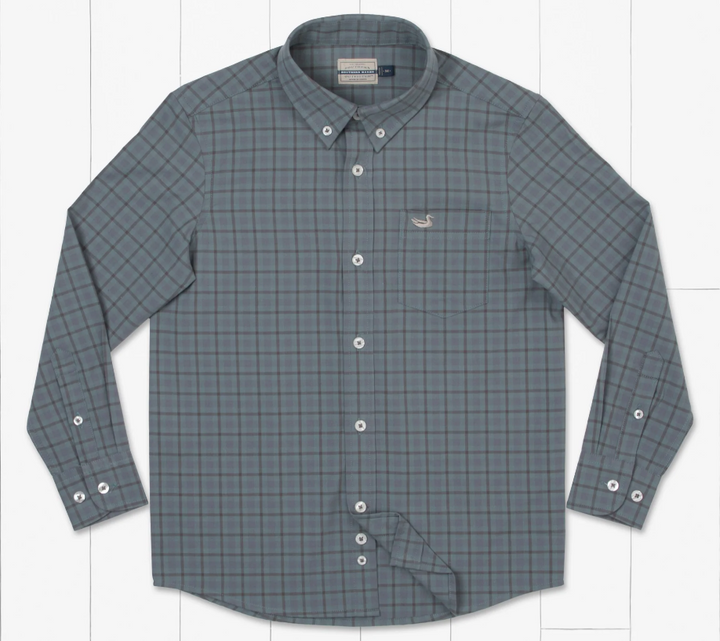 Youth Oak Grove Washed Gingham Dress Shirt - Slate/Midnight Gray