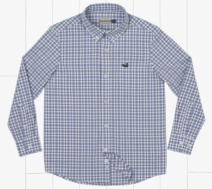 Youth Oak Grove Washed Gingham Dress Shirt - French Blue/Navy