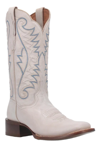 Ladies Sugar White Square Toe Boots