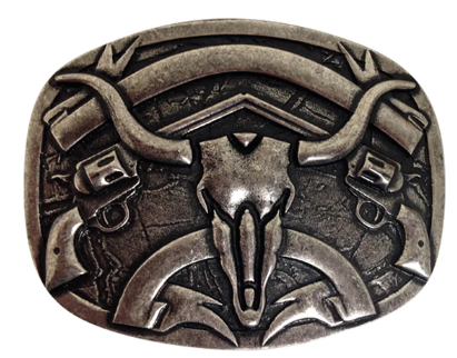 Steer Skull with Pistols Buckle