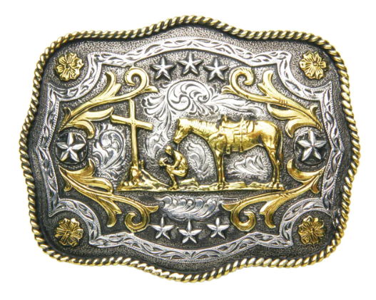 Scalloped Praying Cowboy Buckle