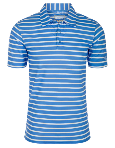 Performance S/S Stretch Striped Polo Marina Blue