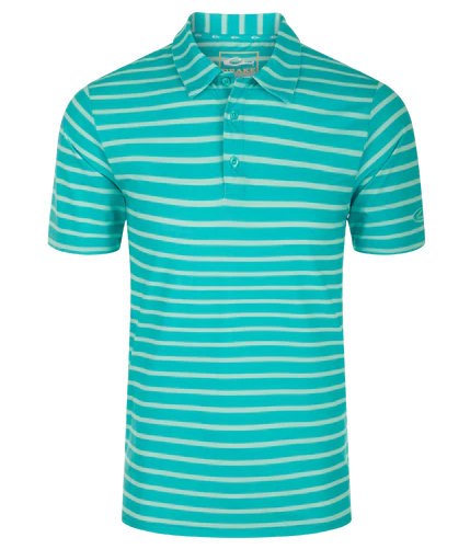 Performance S/S Stretch Striped Polo Ceramic Teal
