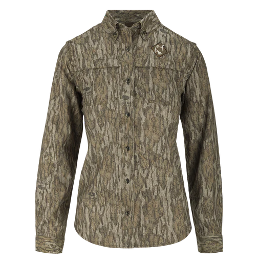 Women's Mesh Back Flyweight Shirt 2.0 Mossy Oak Bottomland