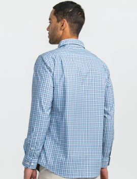 Riviera Plaid LS Button Down - Marine Blue