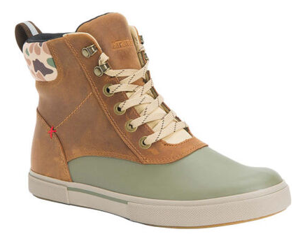 6" Leather Lace Ankle Deck Boot - Tan and Green