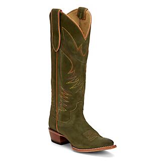 Clara Olive Suede 15" Round Toe