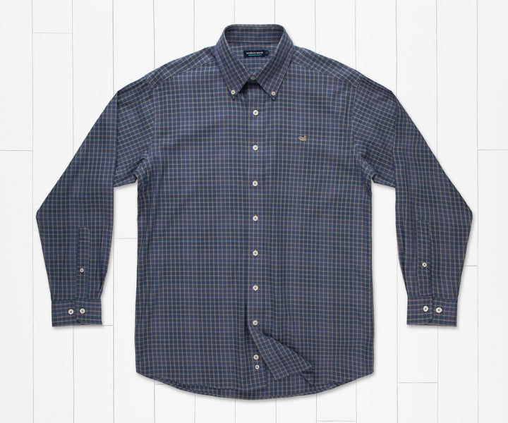 Pittman Grid Dress Shirt Navy and Gray