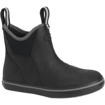 Women's Leather 6" Ankle Deck Boot - Black