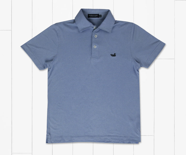Youth Biscayne Heather Performance Polo - Blue
