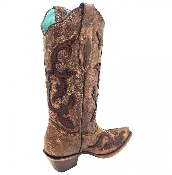 Cognac/Brown Patch Boots Corral Ladies