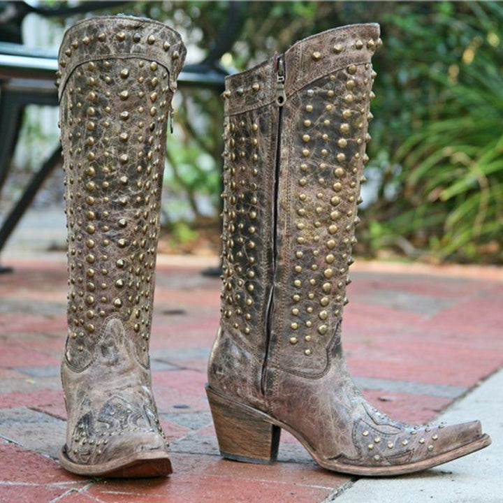 Ladies Chocolate Full Studded Boot