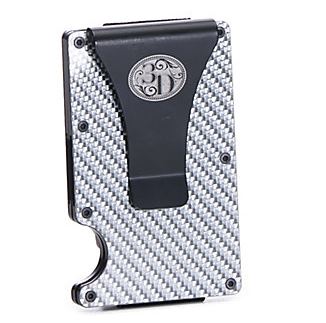 3D Men's Silver Carbon Fiber Card Holder and Money Clip