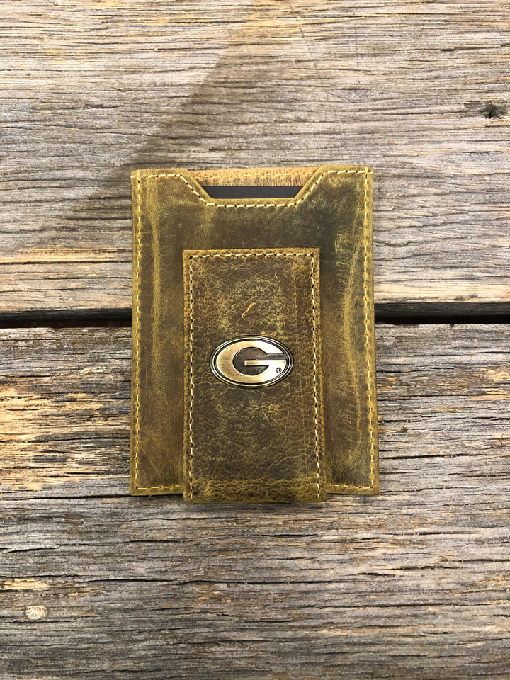 UGA Vintage Tan Front Pocket Wallet