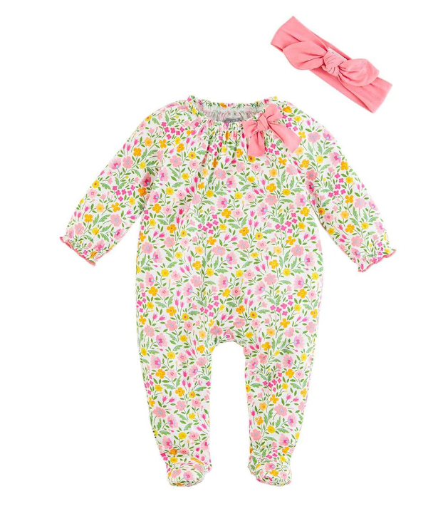 Summer Floral Sleeper Set With Headband