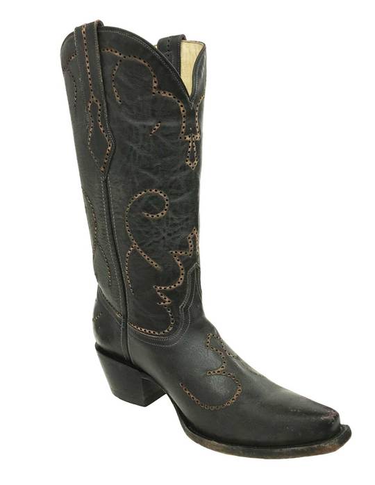 Corral Black Laser & Tumbling Snip Toe Boots