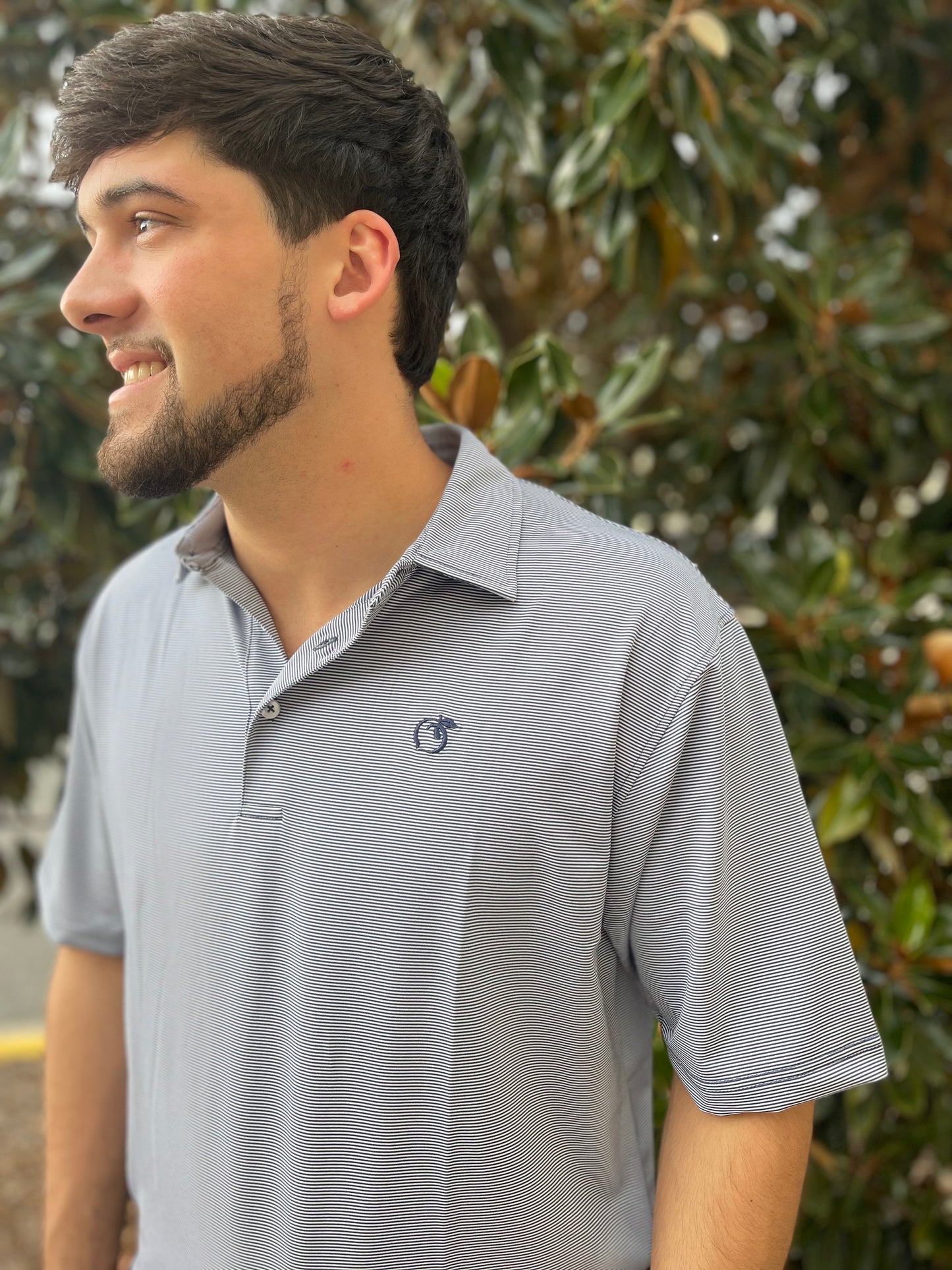 Loblolly Stripe Performance Polo - Navy/White