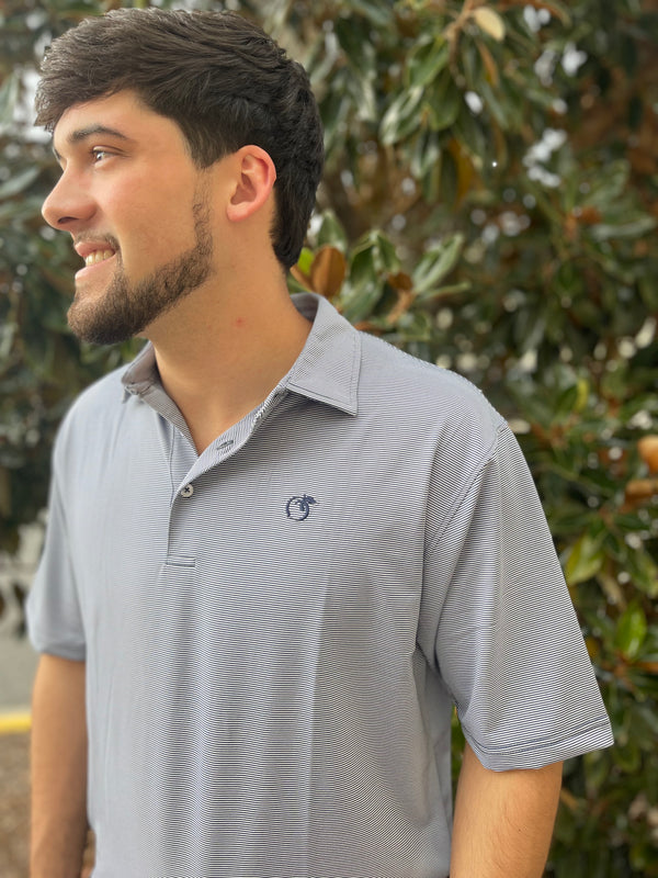 Loblolly Stripe Performance Polo - Navy/White