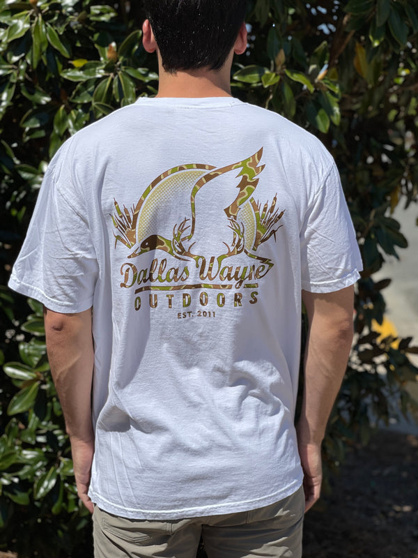 Dallas Wayne Outdoors Camo Logo - White