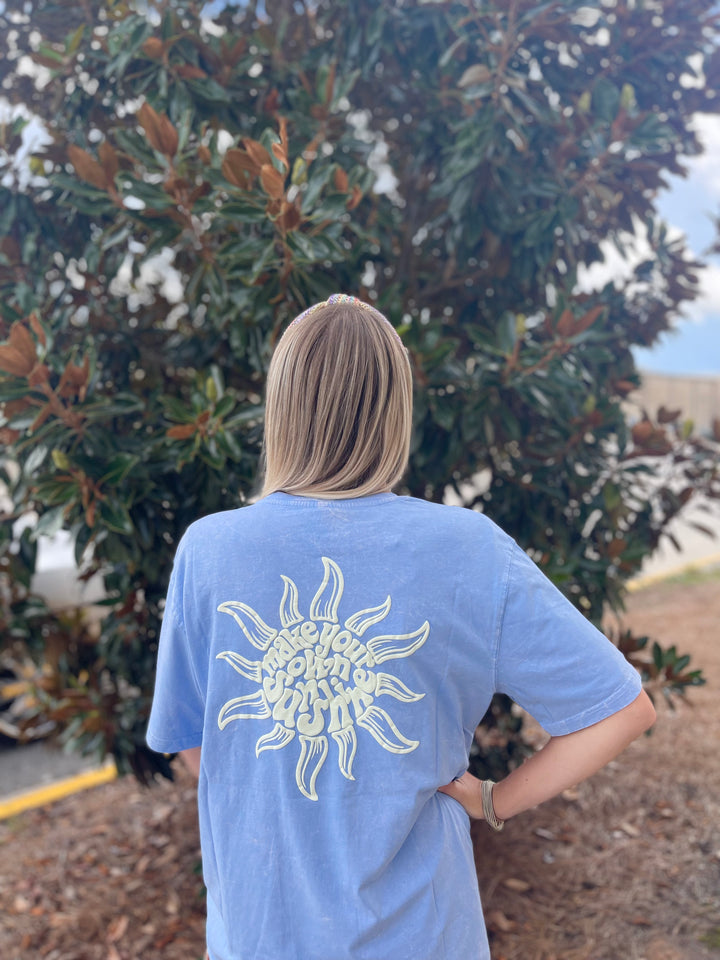 Happy Thoughts Puff Print Powder Blue Tee