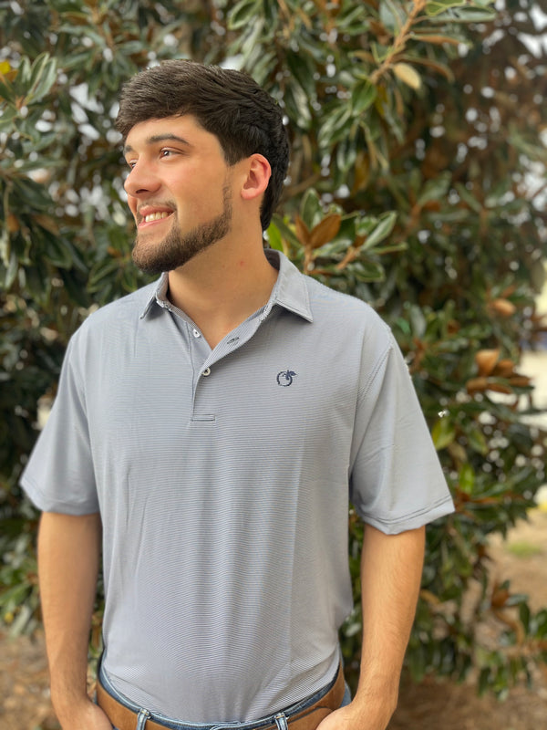 Loblolly Stripe Performance Polo - Navy/White