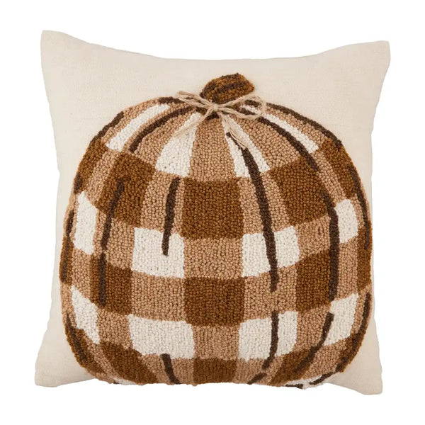 Hooked Plaid Pumpkin Pillow