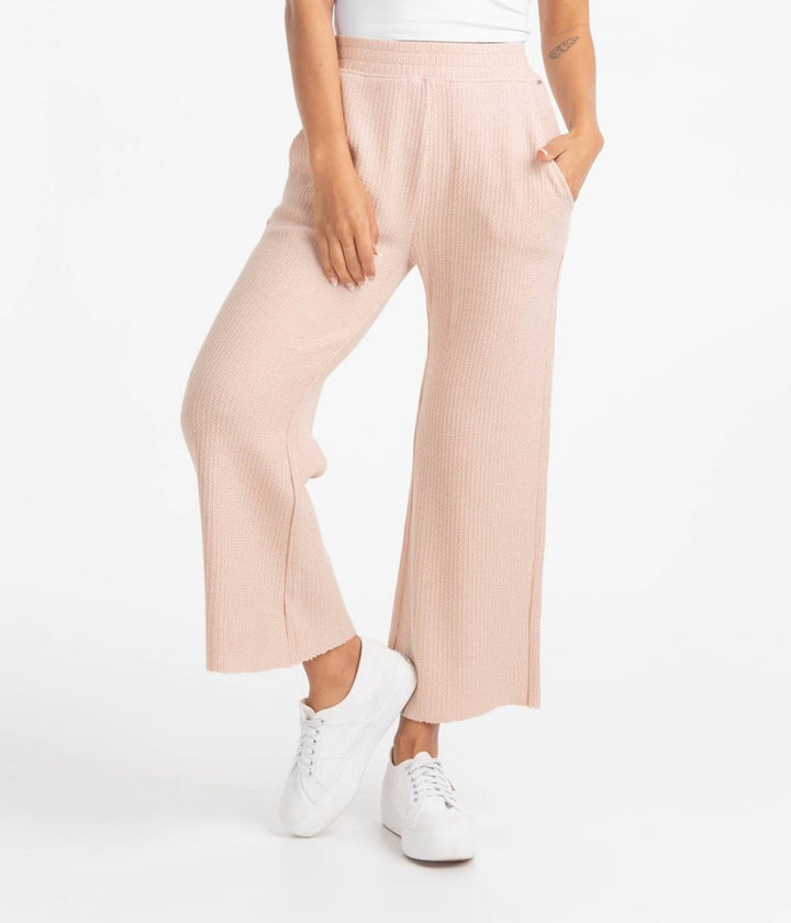 Waffle Knit Cropped Pants Desert Rose