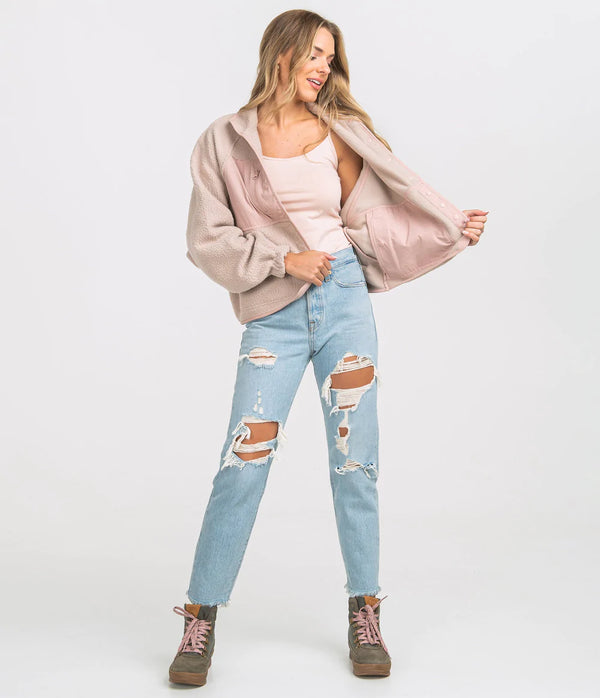 Retro Snap Fleece Jacket - Truffle