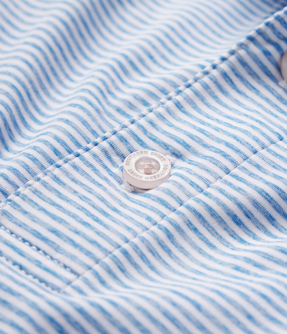 Heather Madison Stripe Polo Sky Blue