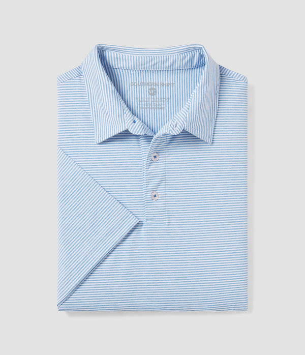 Heather Madison Stripe Polo Sky Blue