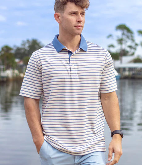 Somerset Stripe Polo - Santa Fe